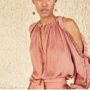 Ulla Johnson Brit Satin Ruffle Blouse size 6